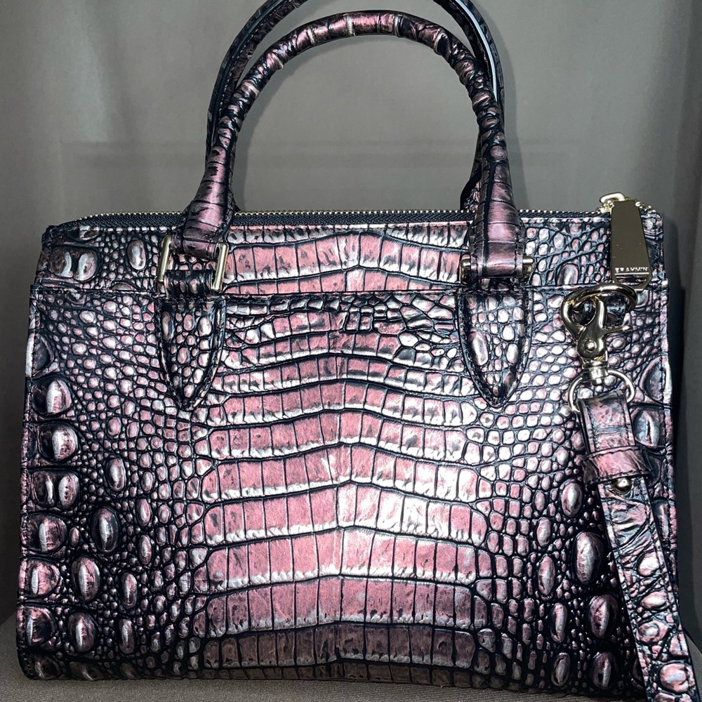 Brahmin Finley Carryall “Marissa” Plum Melbourne Croc Embossed Satchel 🖤 - Picture 3 of 4